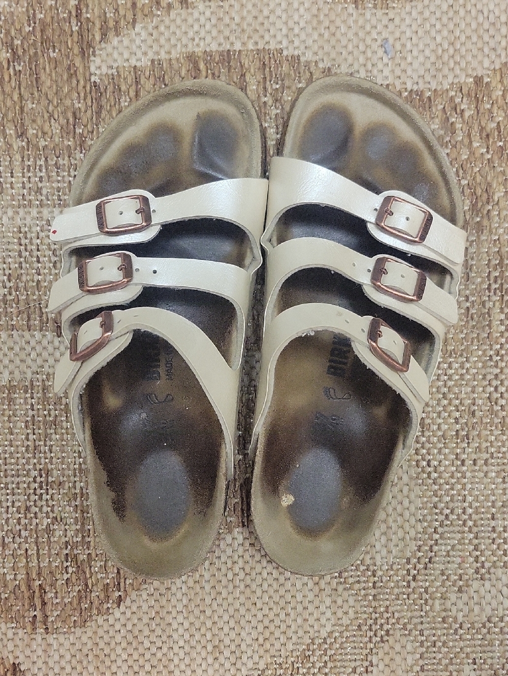 Birkenstock Triple-Buckle Sandals in Cream